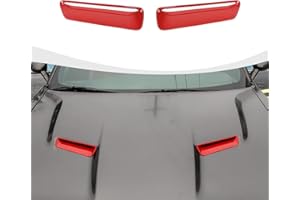 RAZPOY for Challenger Hood Air Outlet Vent Cover, Engine Hood Louvers Trim Compatible with Dodge Challenger 2015-2022, Red
