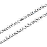 PDTJMTG Cuban Link Chain Sterling Silver Italian 3MM 5MM Curb Chain Necklace for Men Women 16, 18, 20, 22, 24 Inches