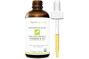 REJUVENATURALS Vitamin E Oil - 100% All Natural & USDA Organic (LARGE 4oz Bottle) Repair Dry, Damaged Skin from Surgery & Acne, Age Spots. For Radiant, Hydrated & Youthful Skin. Face & Body Moisturizer