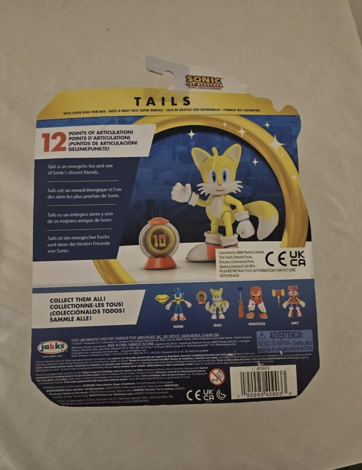 Sonic the Hedgehog 4" Articulated Action Figure Collection (Choose Figure) (Tails (30th Anniversary))