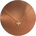 HANLI 14K Gold Plated Necklaces for Women - Dainty Butterfly, Star of David, Moon and Star, Sun, Lotus, Infinity, Hummingbird, Bee Pendant Designs - Elegant Jewelry for Women