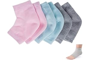 CGBOOM 3 Pairs Moisturizing Gel Heel Socks, Vented Unisex Toeless Spa Sock for Foot Care Treatment, Cracked Heels, Dry Feet, Foot Calluses (Gray, Green, Pink)