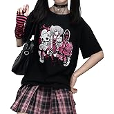 RILGOU Harajuku Y2K Pastel Kawaii Gothic Clothes Casual Style Soft Crewneck Comic Print Dark Punk Girl T-Shirt