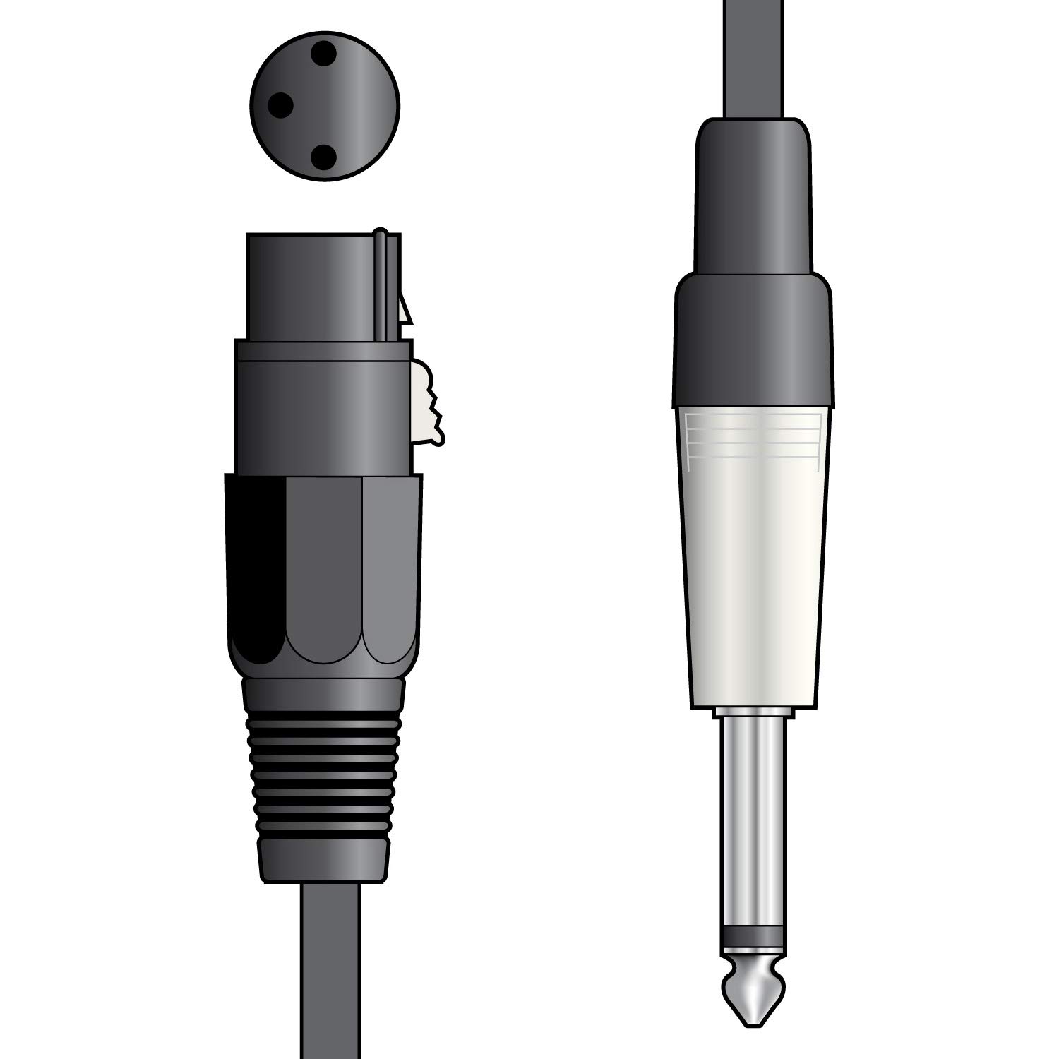 Citronic Classic Microphone Cable Female XLR to Mono 6.3mm Jack Shielded Professional Audio Cable for Studio & Live Use 3.0 Metre Black