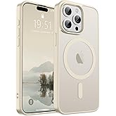 SUPFINE Magnetic for iPhone 15 Pro Max Case (Compatible with MagSafe) (Military Grade Drop Protection) Translucent Matte Shockproof with Anti-Fingerprint Phone Case,Antique White