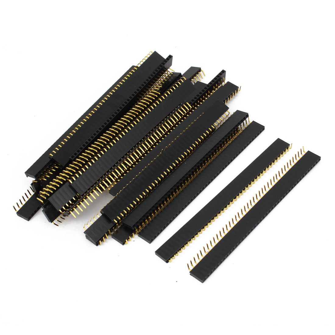 sourcing map 30pcs Single Row Right Angle Female PCB Header 40 Way 2.54mm Pitch Connector Black