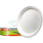 MOBI Ecoware Paper Plates, 100% Compostable-[10 Inch by 0.5" deep]-Heavy Duty Disposable Plate - (BPI Certified) - (PFAS-Free) - Eco-Friendly, Biodegradable Bagasse 10" Dinner Plates (25 Pack)
