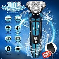 Electric Razor, Electric Shavers for Men, Dry Wet Waterproof Mens rotary facial shaver, Portable Face Shaver Cordless Travel USB Rechargeable with Beard Trimmer LED Display for Shaving Husband Dad