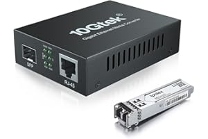IPOLEX Gigabit Multi-Mode LC Fiber to Ethernet Media Converter with A SFP SX Module, 1.25G Fiber to Copper RJ45 Media Converter, 1000Base-SX to 10/100/1000Base-TX, MMF, Transmission up to 550 meters/1804 ft