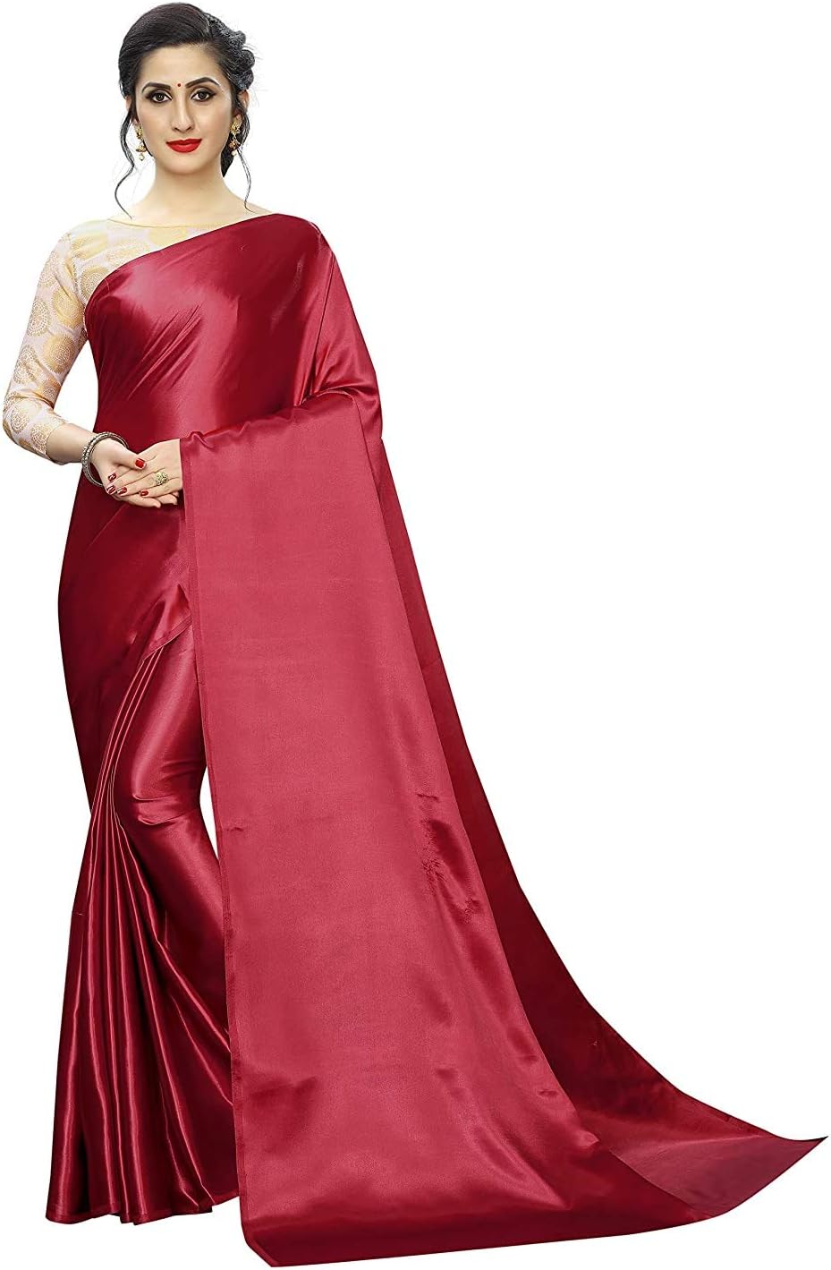 Gita fashion Women's Art Silk Saree With Unstitched Blouse Piece (Gita fahion_Maroon)