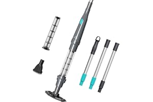 POOLMR Handheld Spa Hot Tub Vacuum- Cordless Small Above Ground Pool Cleaner with 2 Brush Heads, 90 Mins Running Time, 12 Gallons/Min Powerful Suction, Ideal for Cleaning Debris and Sand Underwater, Black