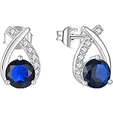 Starchenie 925 Sterling Silver Stud Earrings for Women - 6mm Round Birthstones Earrings Birthday Jewelry Gifts
