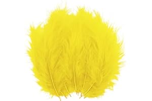 LWINGFLYER 100pcs Yellow Feathers Fluffy Turkey Marabou Feathers 4-6 Inches for Crafts Dream Catcher Fringe Trim Colored Feathers Fly Tying Material