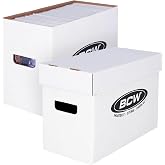 BCW Short Comic Storage Boxes, Holds 150-175 Comics Each, White, 2 Pack | Each reinforced corrugated box holds 150-175 Current or Silver Age comics with double-thick handles and stackable storage.