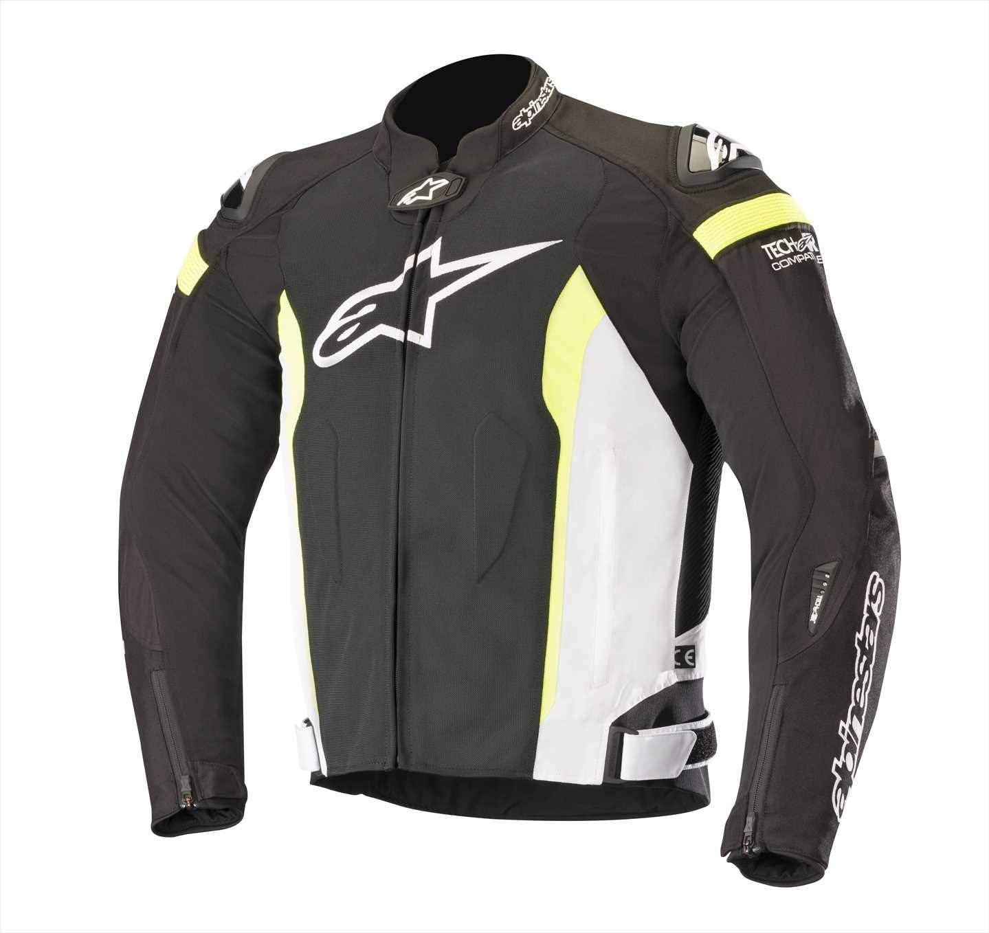 Alpinestars Men's T-Missile Air Motorcycle Jacket Tech-Air Compatible, Black/White/Yellow, X-Large: Automotive