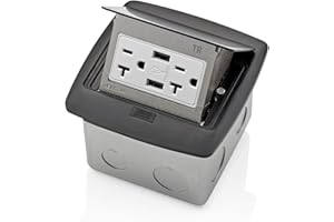 Leviton Pop-Up Floor Box with Dual Type A, 3.6 USB Charger, 20 Amp Outlet, PFUS2-MB, Black