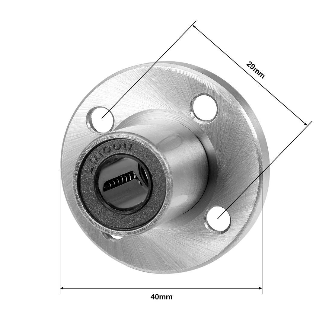 sourcing map LM10UU Round Flange Linear Ball Bearings, 10mm Bore Dia, 19mm OD, 29mm Length 2pcs - Image 4