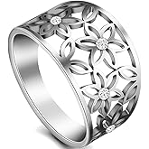Jude Jewelers Stainless Steel Carved Flower Pattern Promise Wedding Statement Cocktail Party Ring