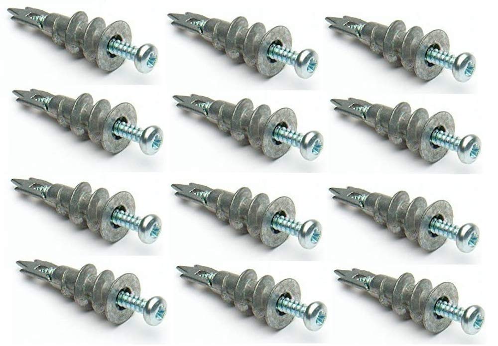 Merriway BH05363 (25 Pcs) Redi-Driva Cavity Plasterboard Hollow Wall Fixing Anchor with Self Tapping Screws, 32 mm - Pack of 25 Pieces