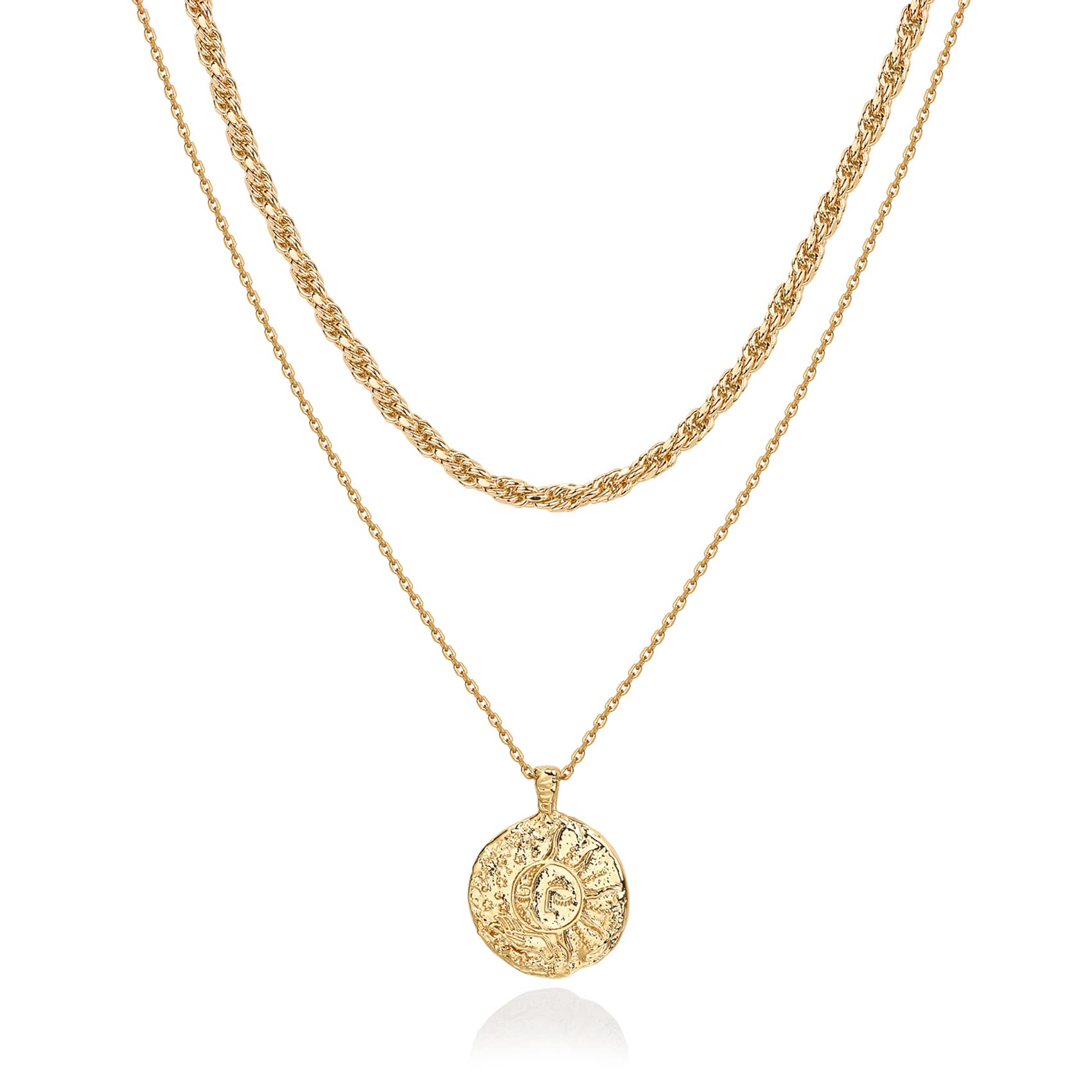 PAVOI 14K Gold Plated Layering Necklaces | Stylish Minimalist Design Pendant Necklaces | Bar, Circle, Lotus, Disc, Dog Tag, Horizontal Bar Pendants for Women, Yellow Gold, No Gemstone