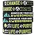Inkstone (10-Pack) Positive Message Wristbands - Be the Change You Wish to See in the World, Embrace Your Inner Awesomeness, & Live Your Life with Purpose - Bulk Wholesale Lot of Silicone Bracelets