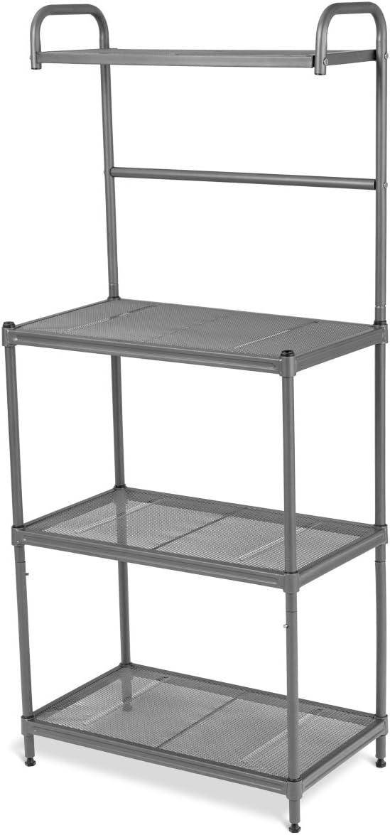 Giantex 4-Tier Kitchen Microwave Storage Rack Oven Stand Strong Mesh Wire Metal Shelves Free Standing Baker's Rack Shelving Utility Unit, 23.5" Lx14 Wx54 H (Silver) - Standing Baker's Racks