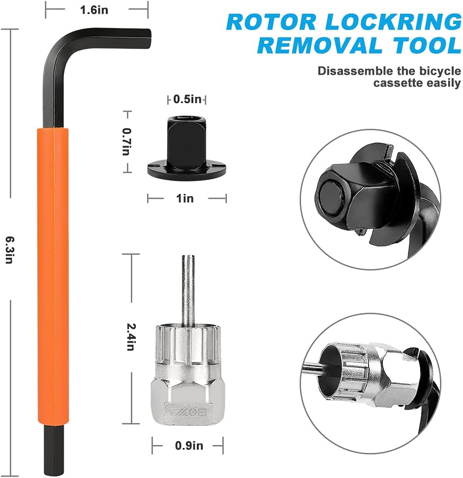 ACETOP Bike Tool kit, Including Bicycle Crank Removal Tool + 3 in 1 Bike Cassette Removal Tool + Bottom Bracket Remover + Rotor Lockring Removal Tool + Bike Pedal Wrench, Practical Repair Tool : Sports & Outdoors