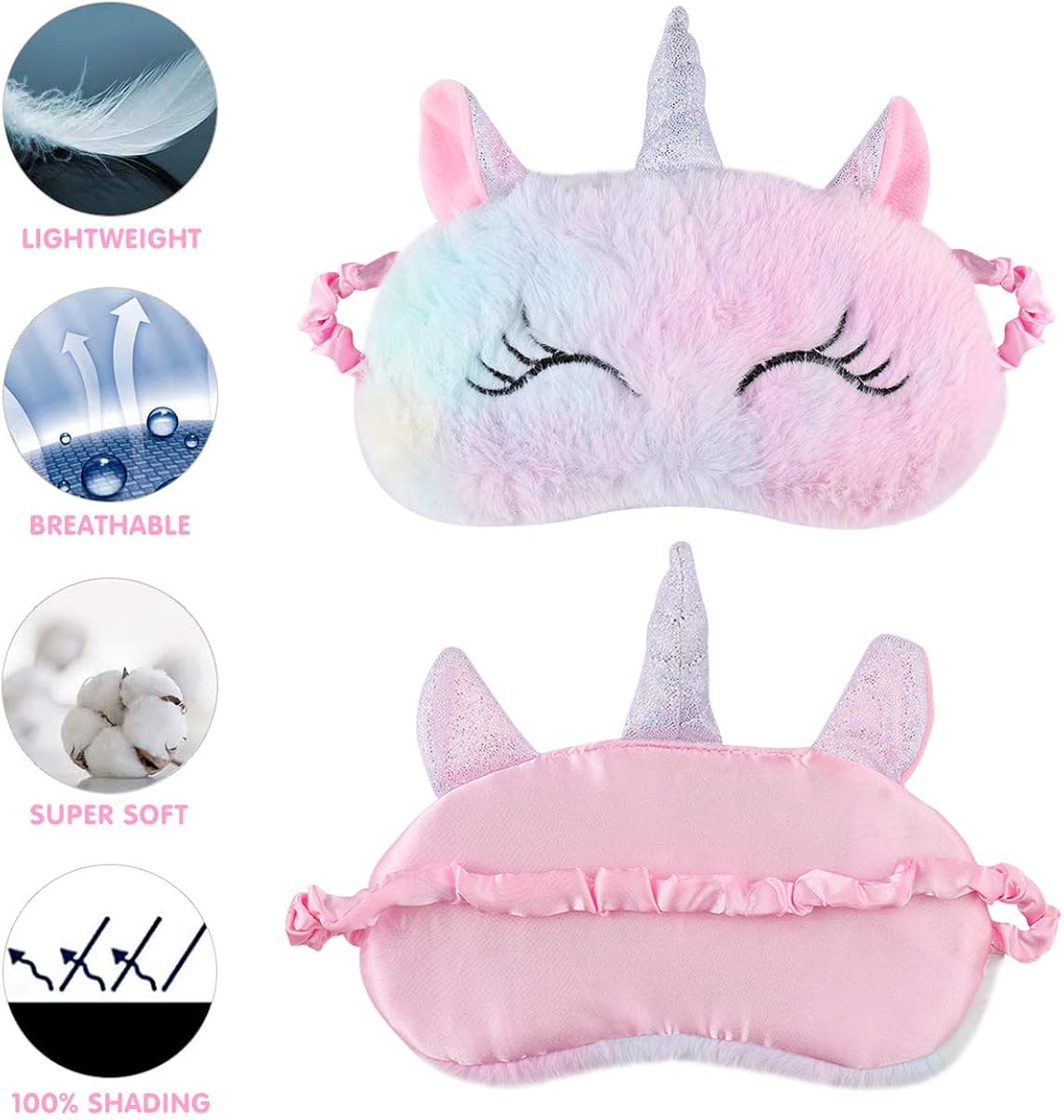 VALICLUD Kids Plush Patch Shading Eye Patch Unicorn Sleeping Blindfold Cute Eye Mask (Pink), As Shown, Medium - Image 4