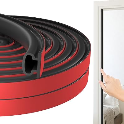 Jobon D-Shape Rubber Draught Excluder Door Seal Strip 7M Black Self-Adhesive