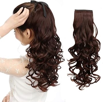 Amazon Co Jp ファッショナブルなウィッグ 自然な表情のリアルヘアワンピースクリップポニーテールエクステンションカーリーウェーブチップアップポニーテール スポーツ アウトドア