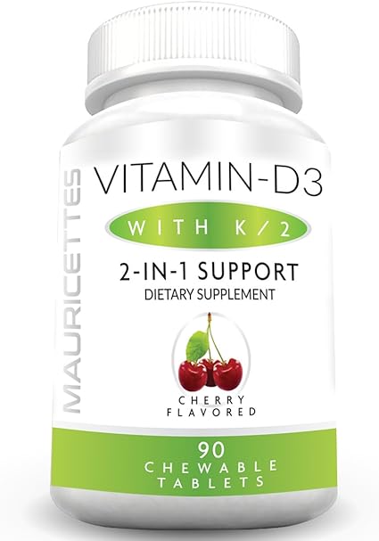 Vitamin D3 With K2 Chewable Supplement For Kids And Adults 2000 Iu Vit D 3 Vitamins K 2 Mk7 Healthy Bone And Heart Health Support 90 Non Gmo