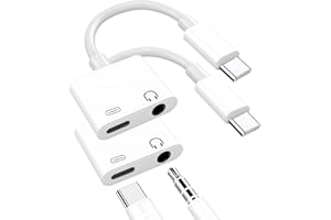USB C to 3.5mm Audio Jack Adapter 2-in-1 USBC Headphone Adapter with PD Fast Charging Type C Charger and Aux Splitter Adapter