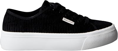 Ténis com sola vulcanizada feminina atacam veludo cotelê com plataforma, preto (preto), 36