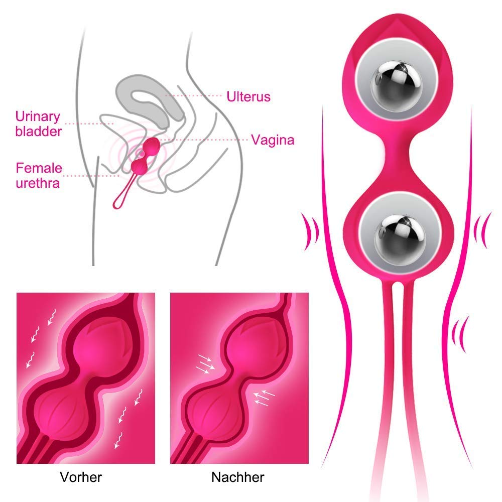 Premium Liebeskugeln 3er Set, Perfekt für Frauen zum Beckenbodentraining,Sexspielzeug Als Beckenbodentrainer - Stärkung der Vaginalmuskulatur & Sextraining,Medizinisches Silikon,Wasserfest (Rosa)