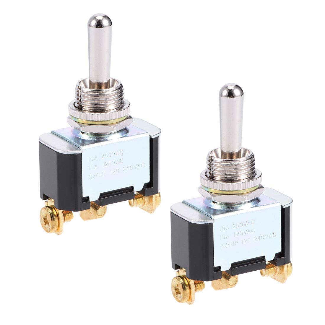 sourcingmap SPDT Rocker Toggle Switch Momentary Heavy-Duty 10A 250V 15A 125V 3P ON/Off/ON Switch Bat Waterproof Boot Cap Cover T6015W 2pcs