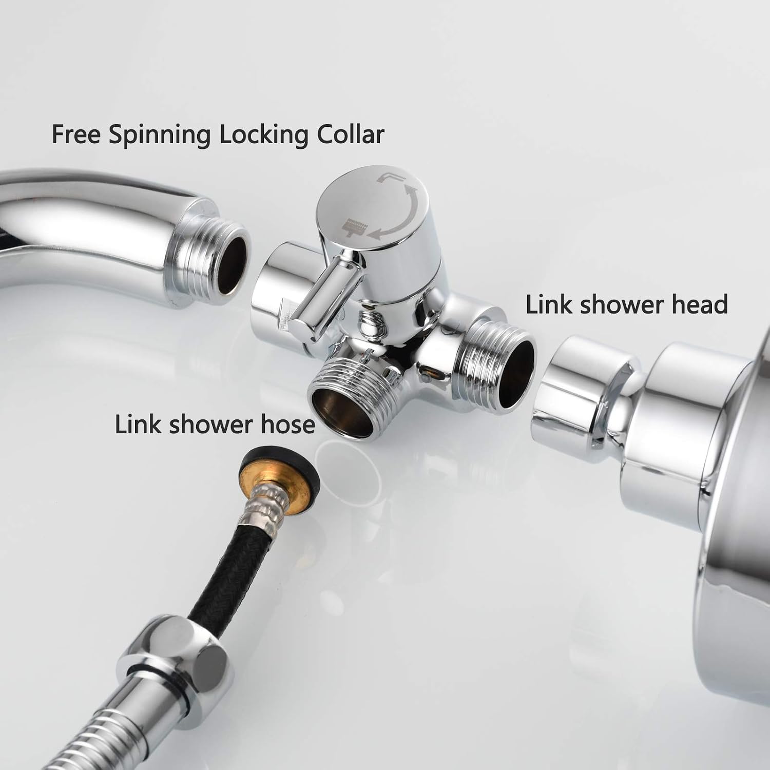 Tecmolog Shower Adaptor G1/2 Brass Diverter Valve for Hand Shower and Fixed Spray Head Chrome, G1/2 inch - Image 5