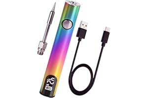 SRIBOO Premium Universal Portable Soldering Iron Pen with LED Display, 3 Adjustable Voltage Levels, Rechargeable Cordless Soldering Iron with Built-in Battery, Ideal for Appliance Repair, DIY (Rainbow)