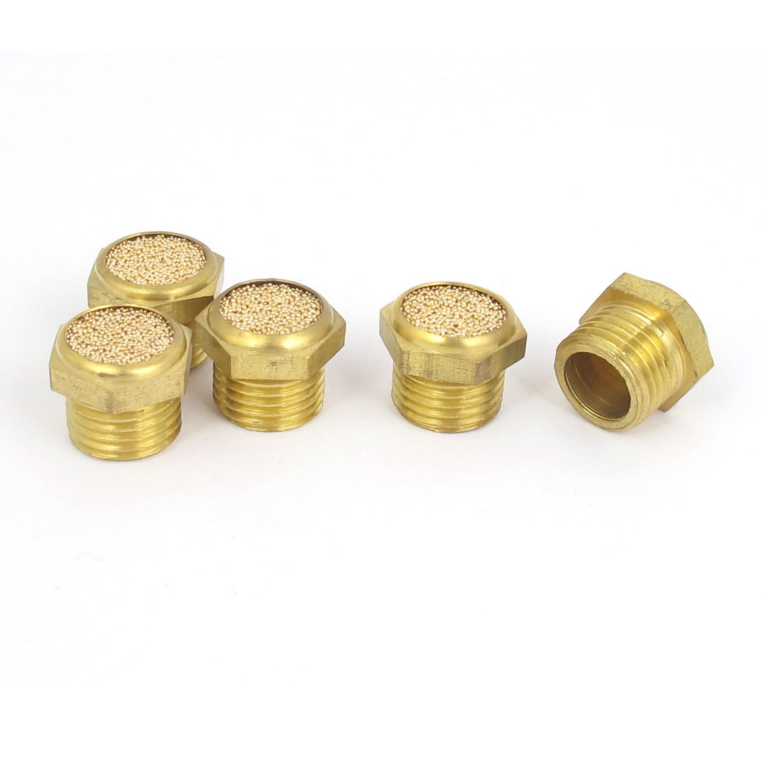 sourcingmap 1/4BSP Thread Brass Pneumatic Exhaust Silencer Muffler Fitting 5pcs