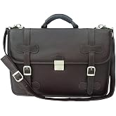 Piel Leather XXL Flap-Over Portfolio, Chocolate, One Size