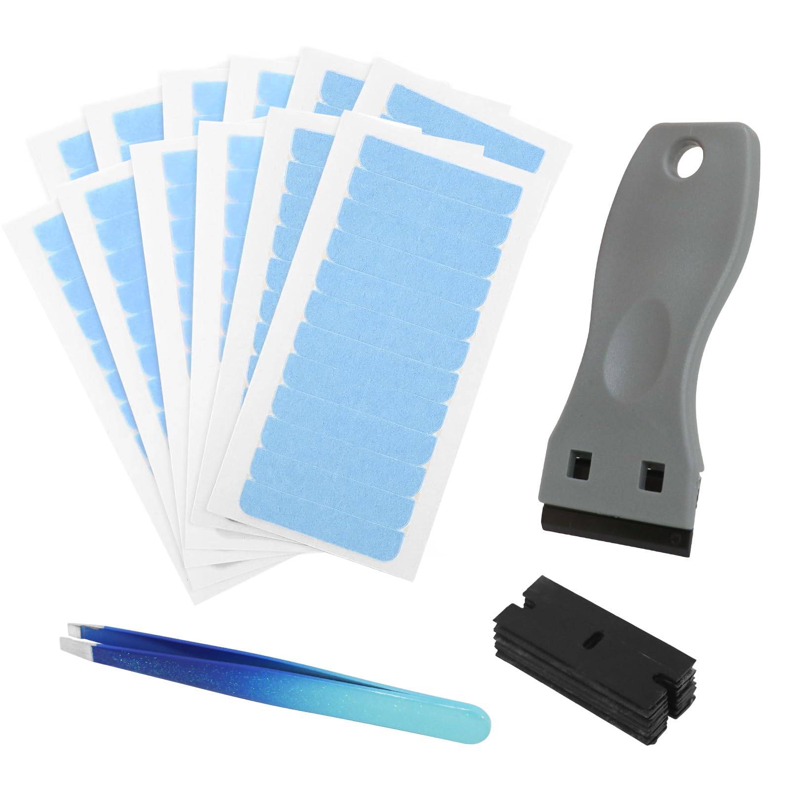 YTOOK 144Pcs Hair Extension Tape with Scraper and Tweezers, Double-Sided Adhesives Tape for Hair Extensions, Beard, Toupees, and Hairpieces