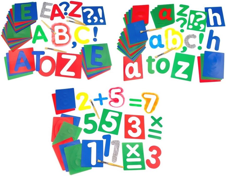 Extra Large Washable Stencils Bumper pack of Upper & Lower Case Letters & Numbers
