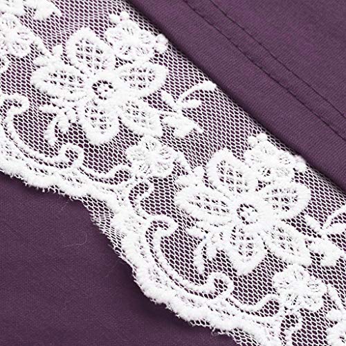 Todaies Women Casual Lace Dress, O Neck Short Sleeve Above Knee Dress Loose Party Dress (S, Purple)