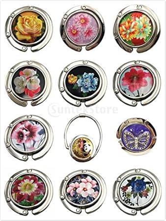 EasyBuy India Pattern 8 : Portable Table Folding Purse Bag Hanger Handbag Hook Holder Safer Flower