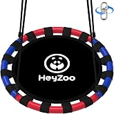 HeyZoo Saucer Swing, 40 Inch Swing Sets for Backyard and Outdoor Playground, 900lbs Weight Capacity, with 360 Degree Swivel, Gifts for Kids, Blue and Red