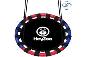 HeyZoo Saucer Swing, 48 Inch Larger Swing Sets for Backyard and Outdoor Playground, 900lbs Weight Capacity, with 360 Degree Swivel, Gifts for Kids and Family, Blue and Red