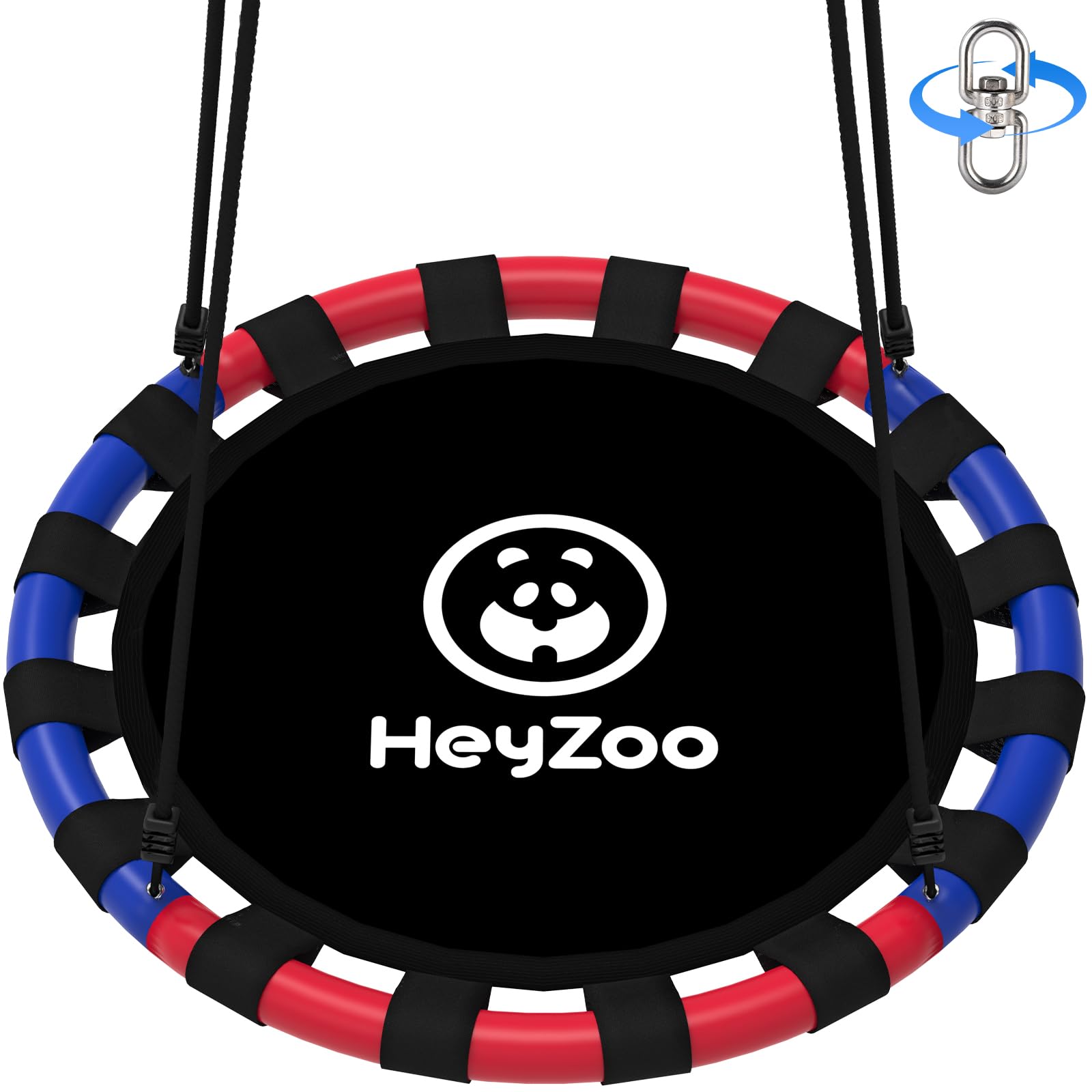 Photo 1 of HeyZoo Saucer Swing, 24 Inch Swing Sets for Backyard and Outdoor Playground, 900lbs Weight Capacity, with 360 Degree Swivel, Gifts for Kids, Blue and Red