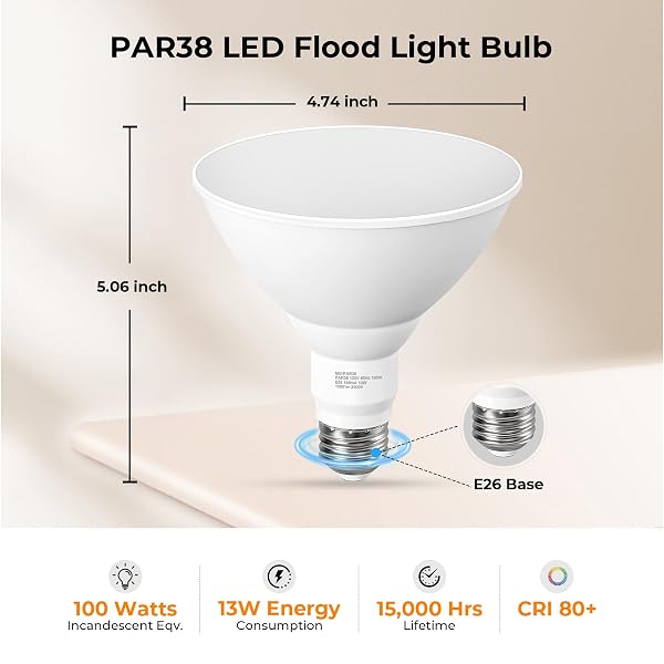 GVVOOHOME SOFT WHITE PAR38 LED FLOOD LIGHT BULBS OUTDOOR, 3000K WARM GLOW, 13W, 100W EQUIVALENT, 1050 LUMENS, DIMMABLE WATERPROOF E26 BULB FOR PATIO, PORCH, YARD, 6 PACK