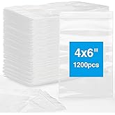Aubeco Plastic Bags, 1200pcs 4 x 6 inch 2 mil Thick, Zip Bag, Clear Jewelry Bags, Baggies with Resealable Zip Bag for Small Business, Daily Vitamin, Jewelry, Candy