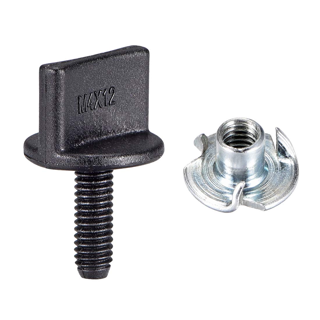 sourcing map M4 x 12mm Thumb Screw Bolt with T Nut Hand Driven Spade Nylon Plastic Screws Metric Thread for RC Model Aircraft 10 Pcs