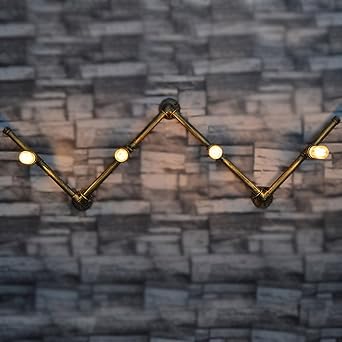 Vintage industrielle Eisen-Wasser-Rohr-Leuchte mit 4-Lichter-Eisen